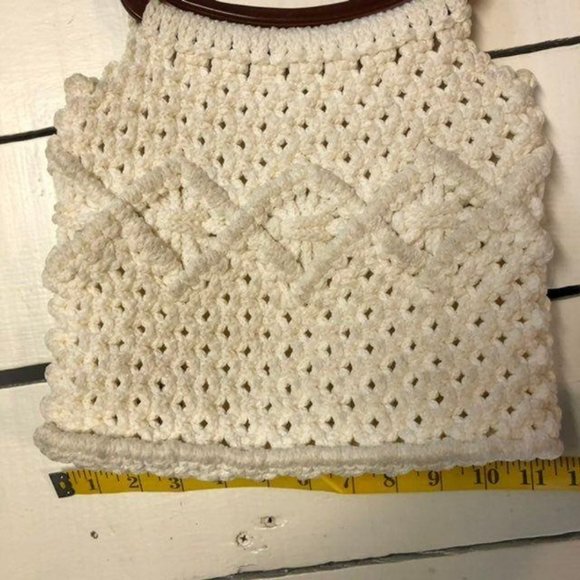 Vintage Hand Made Crocheted Purse Cream - Picture 8 of 14